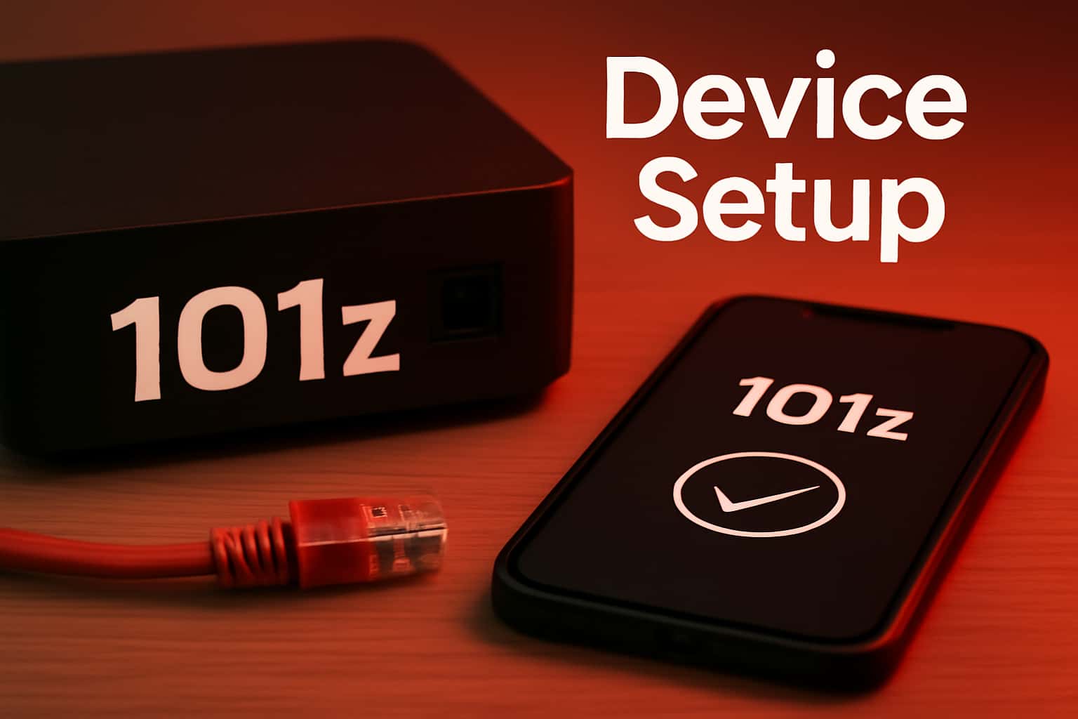A high-tech scene illustrating the setup process of the 101z device with emphasis on usability.
