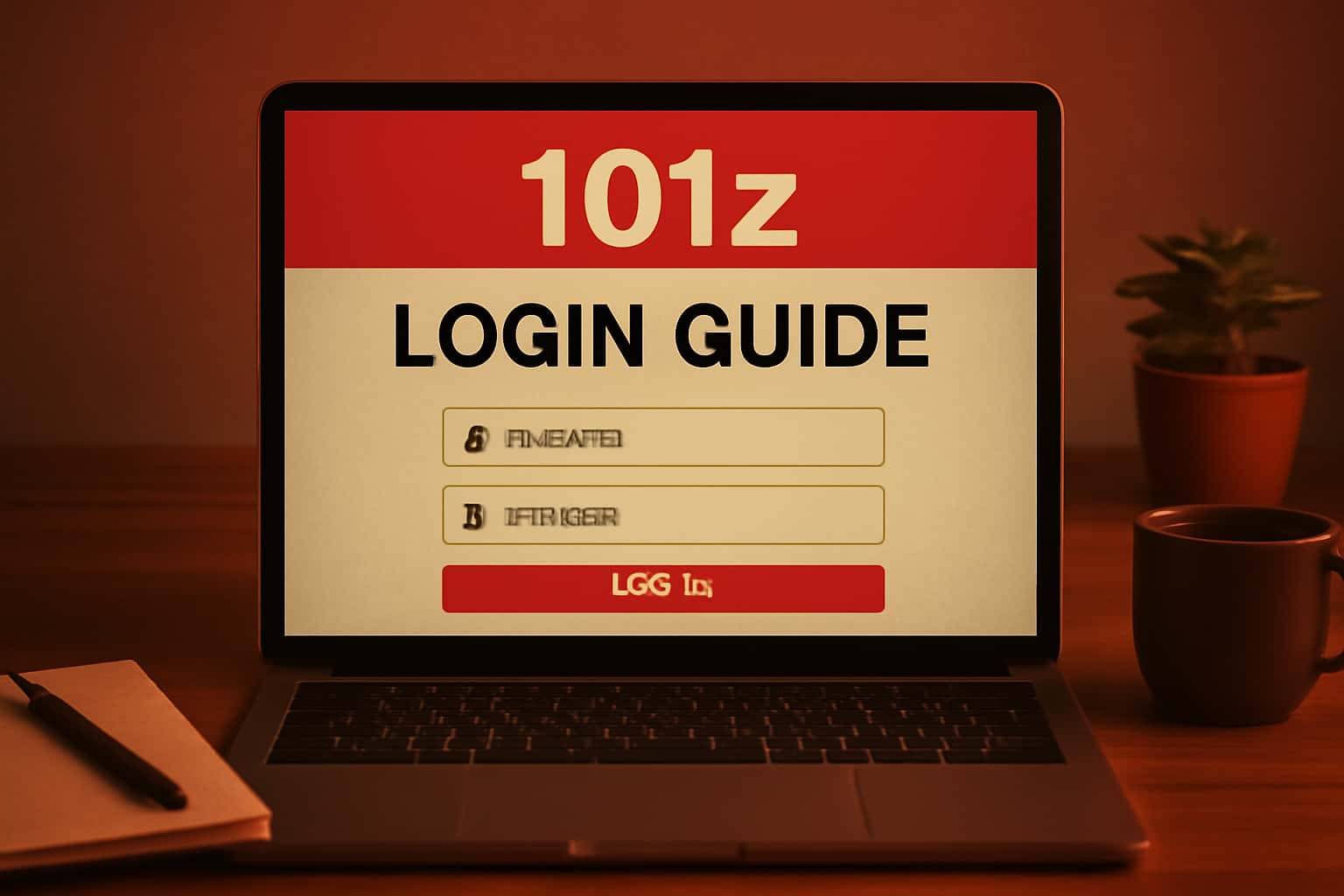 An informative scene illustrating the 101z Login Guide with neutral tones and a focus on user accessibility.