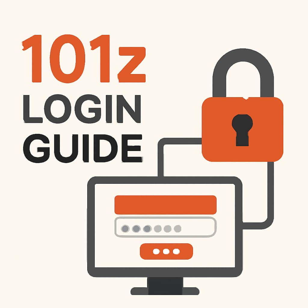 An educational diagram detailing steps for logging into the 101z platform, using a professional color palette.