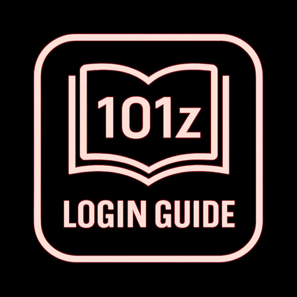 A simple badge symbolizing the 101z Login Guide, designed with clean lines and a professional appearance.