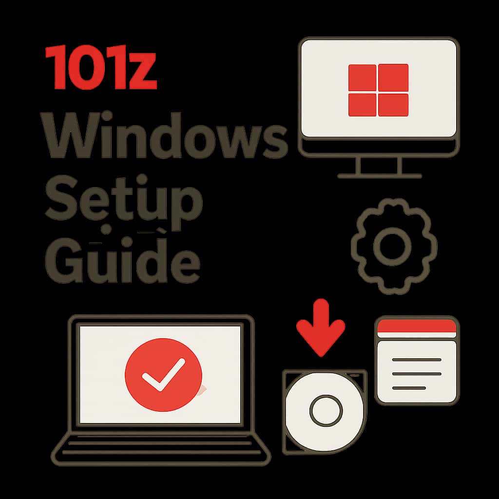 Illustration of setup steps for 101z Windows installation