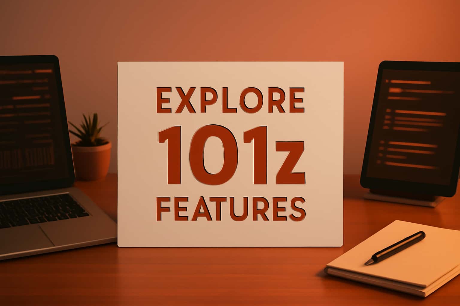 A high-tech scene illustrating the features of 101z.