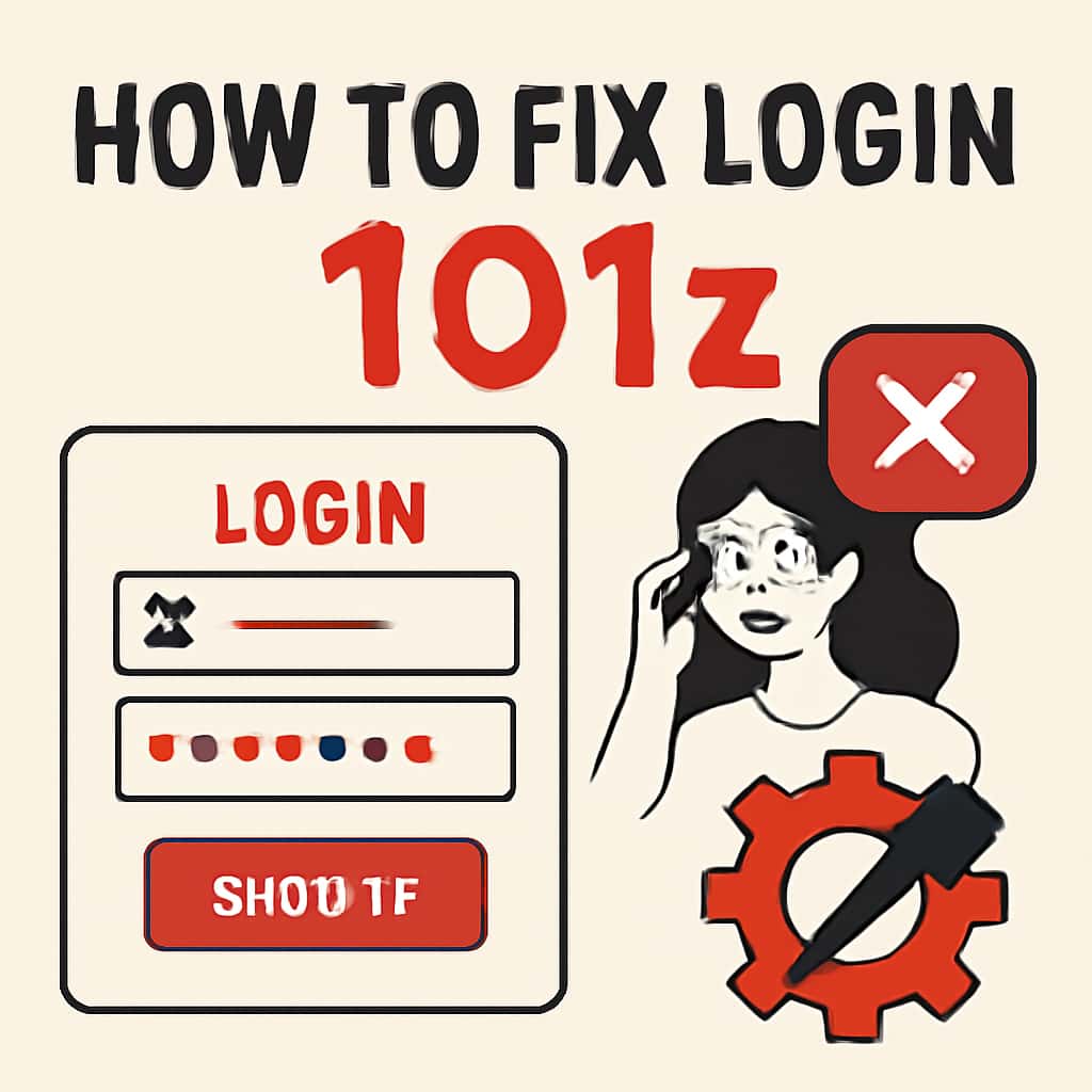 An educational diagram on login troubleshooting steps for 101z.