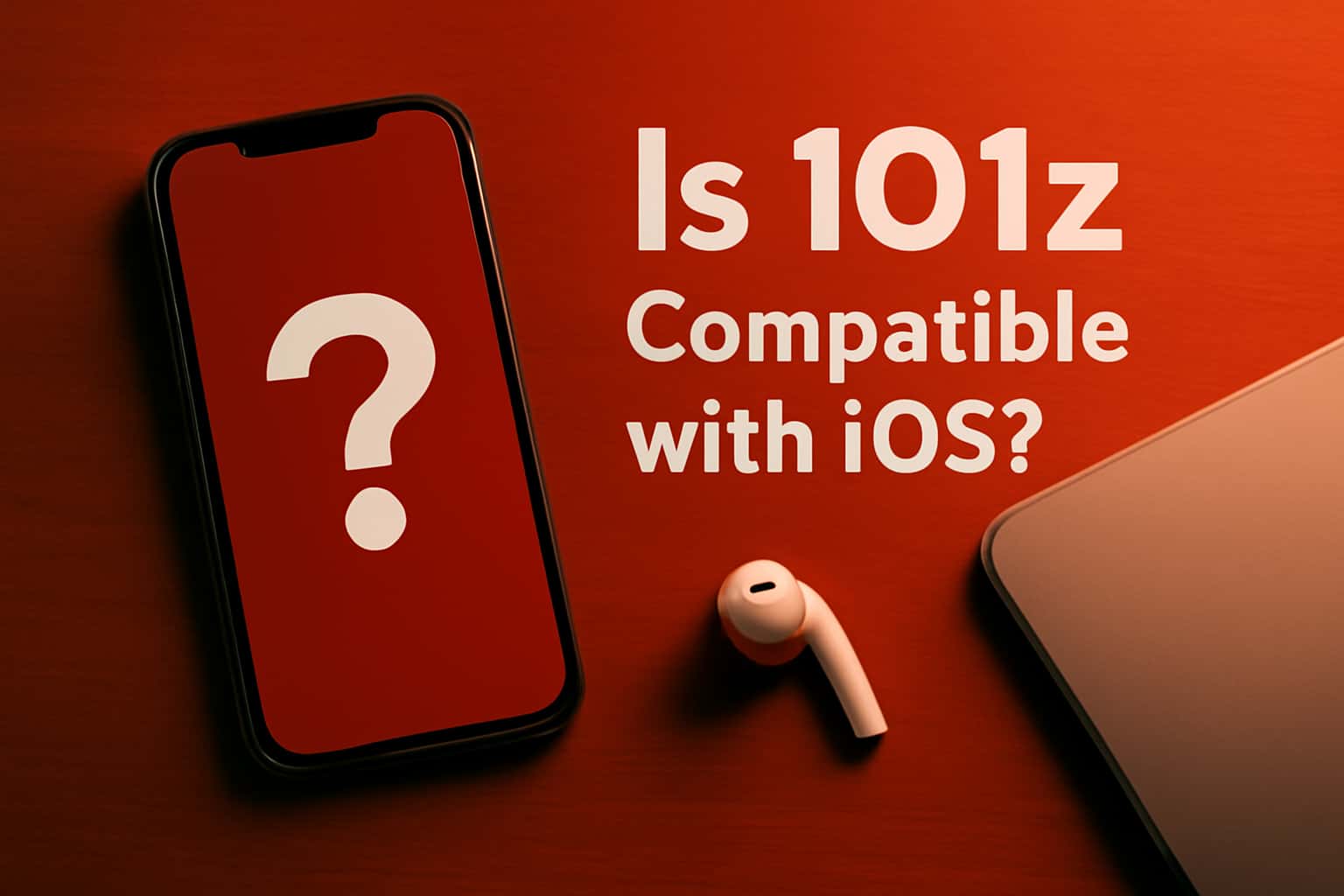 A high-tech scene depicting 101z compatibility with iOS devices